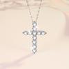 Women's Retro Moissanite Cross Pendant Necklace, S925 Sterling Silver Clavicle Chain