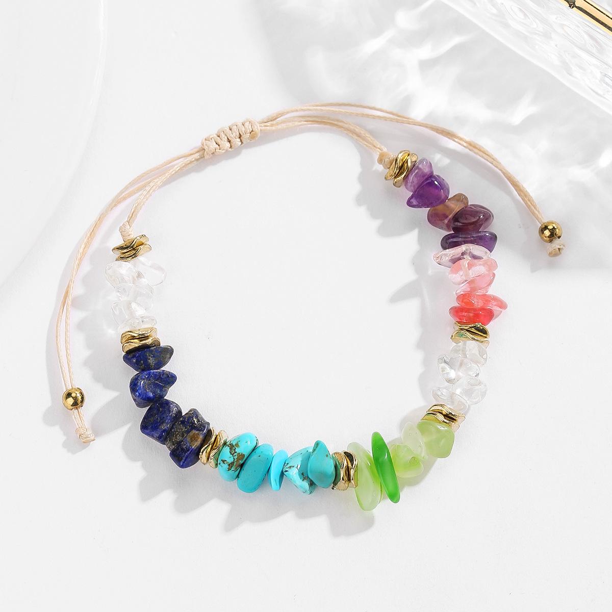 Натуральный хрустальный браслет, дофамин, повседневный, крошка камня, плетеный браслет, регулируемый, украшения, аксессуары