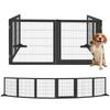 Wooden Pet Gate, Freestanding Dog Security Barrier with Two Support Feet - Black