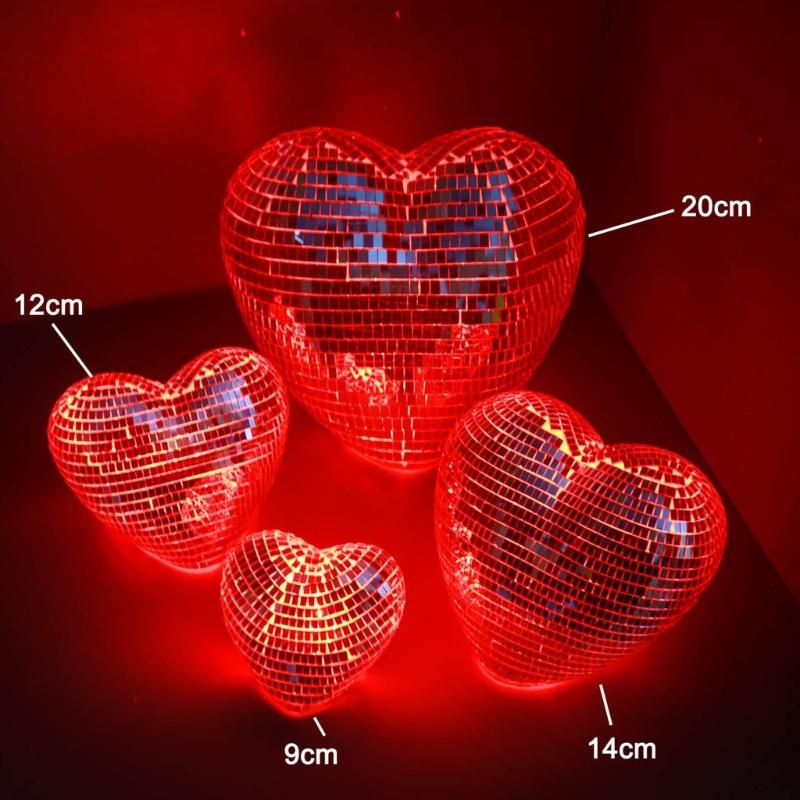 Valentines Day Inlaid Glass Heart Shape Discos Ball Nightlight LED Table Lamp Romantics Home Decoration Craft Gift