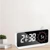 LED Digital Alarm Clock Portable Mirror for Table Home Decoration White