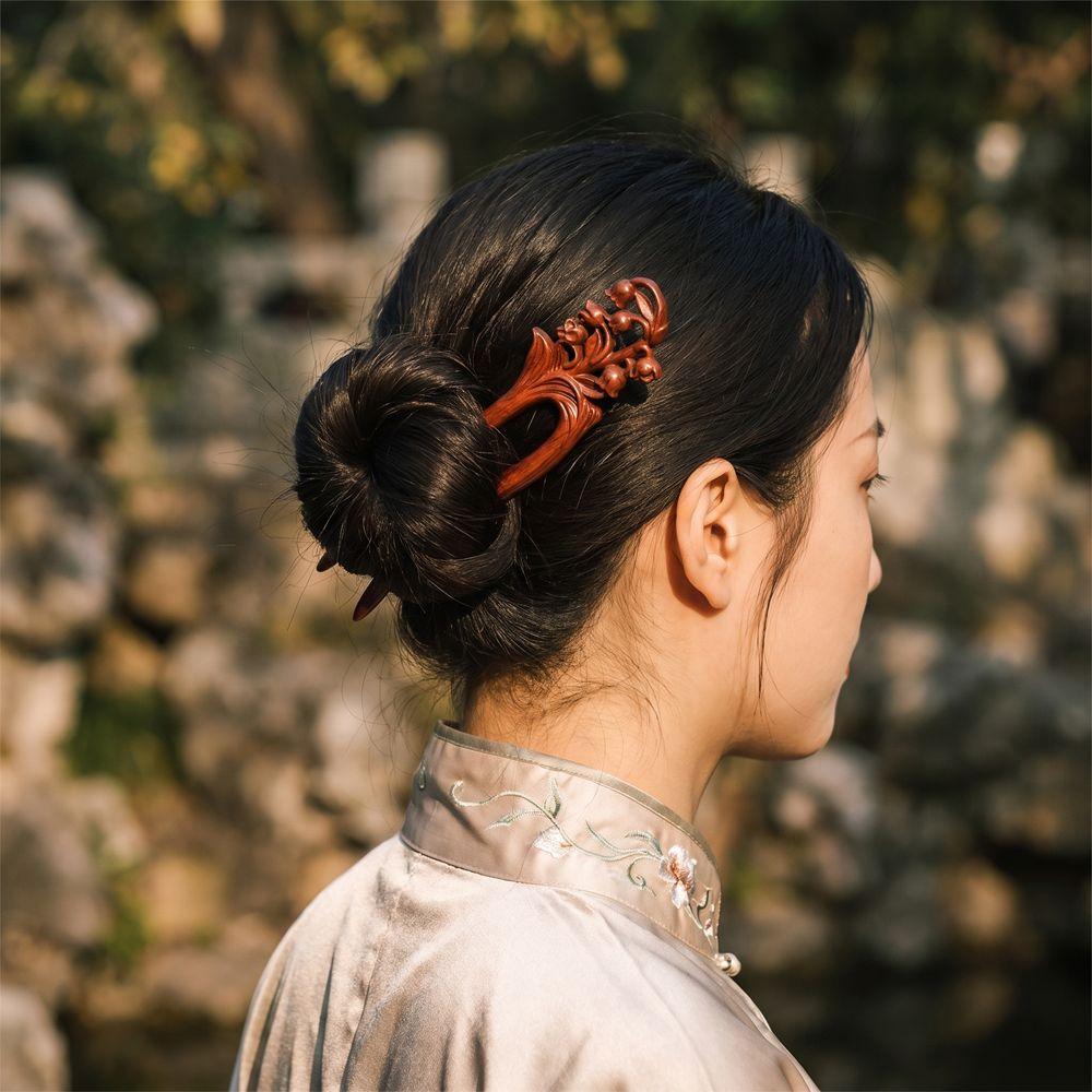 U-Shaped Wood Hairpin Double Side Hanfu Hair Accessories  Hanfu Headwear