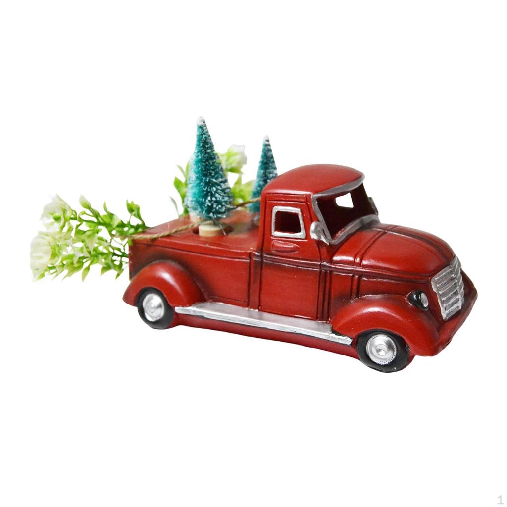 Classical Truck Ornament Pickup Decorative Retro Sculpture Photo Prop with Christmas Tree Farmhouse