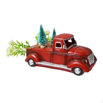 Classical Truck Ornament Pickup Decorative Retro Sculpture Photo Prop with Christmas Tree Farmhouse