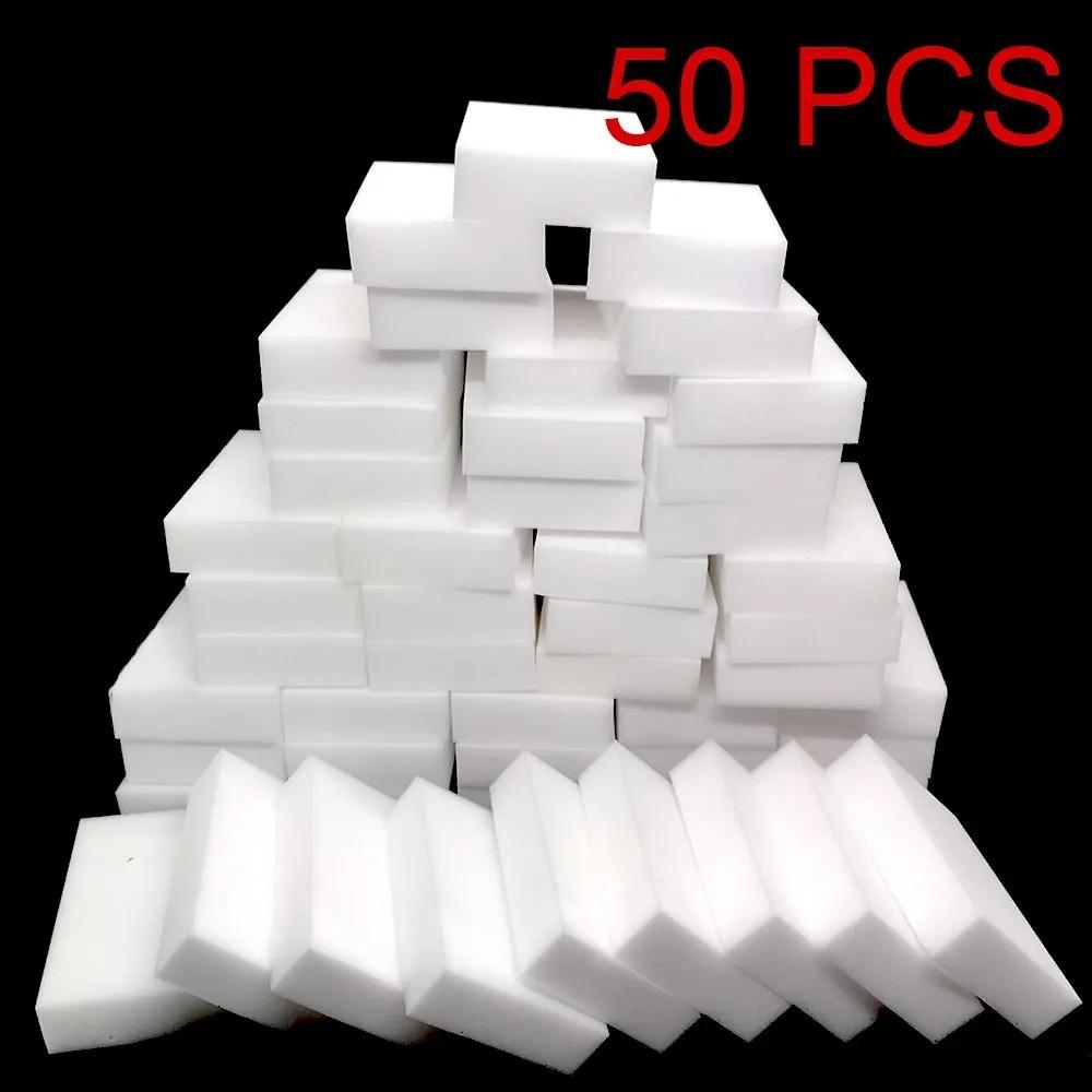 1-50pcs Magic Melamine Sponge Eraser Cleaner, High Density Durable Design, For Kitchen Dishwashing Bathroom Home Stain Removal