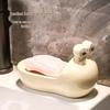 Creative Snail Ceramic Soap Dish with Water Filter for Bathroom