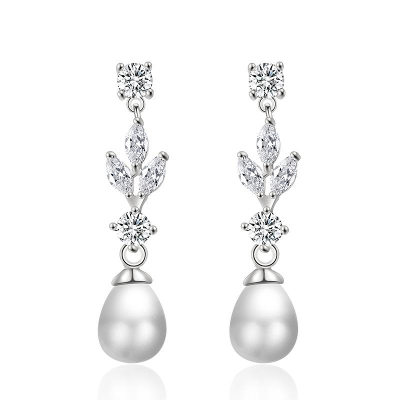 Luxury Elegant Pearl Crystal Drop Earrings For Women New Waterdrop Long Tassel Earrings Female Party Wedding Jewelry Gifts
