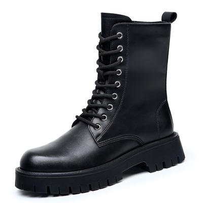 Mode Mode Lässige Erhöhte Plateau-Stiefel für Damen Herbst Winter Neuer Designer Britischer Stil Rindsleder Motorradstiefel Schuhe Herren