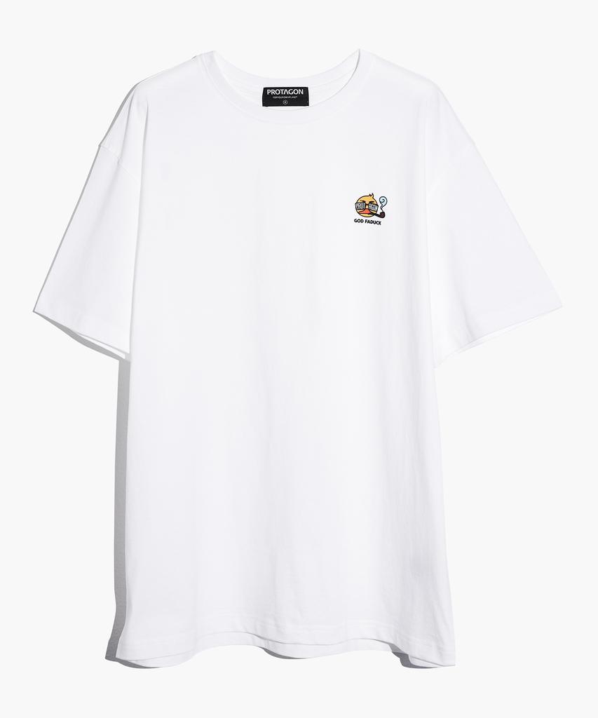 PROTAGON God Faduck Short-Sleeved Tee (White)