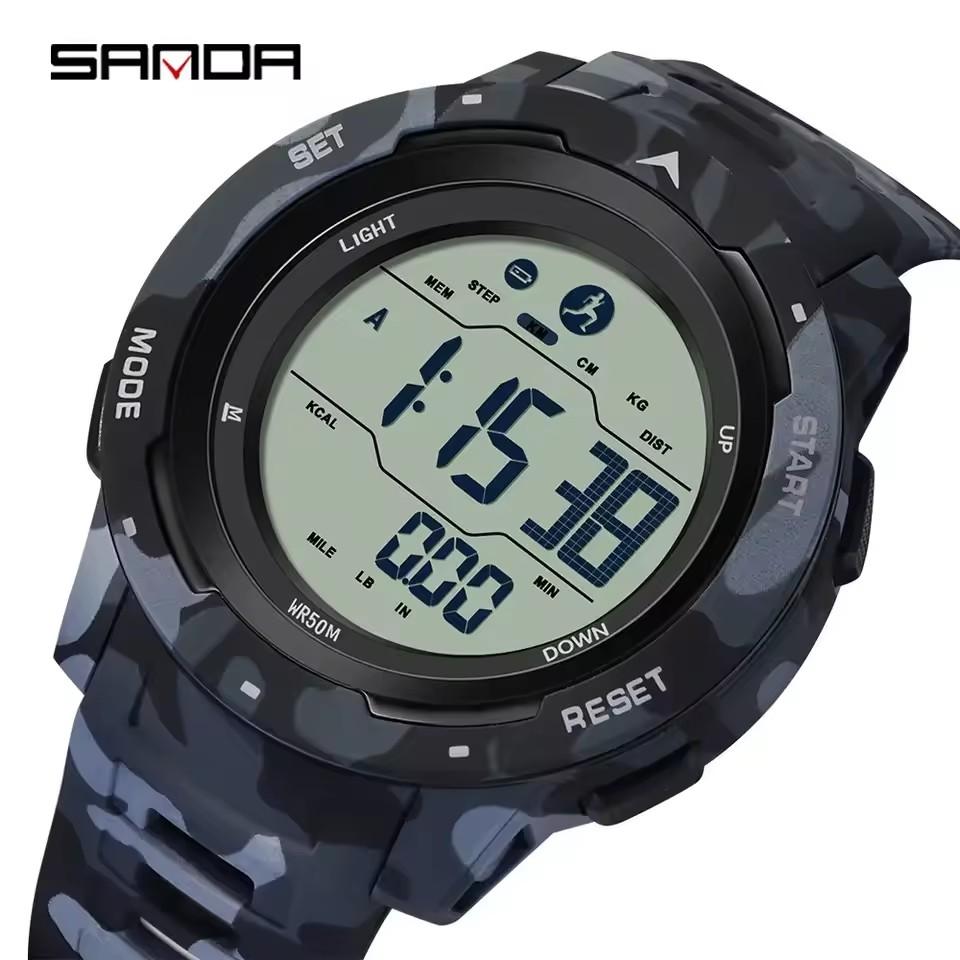 Sanda 2186 Outdoor Sports Men's Watch Fashion Digital LED Display Relogio Homens Multi Functional Montres Pour Hommes Watches