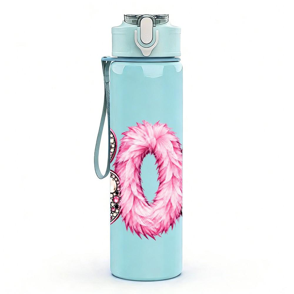 1PC Boo Halloween Letter 750ml Color Plastic Sports Water Bottle Leakproof Flip Straw Lid Suitable for Sports Office Home Use