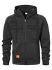 Men's Multi-Pocket Zip-Up Hooded Cardigan: European/American Style, Loose Fit, Stand Collar, Perfect for Spring, Autumn, Winter.