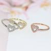 Double Fair Heart Rings For Women Female Rose Gold Color Zircon Party Daily Female Women's Midi Rings Fashion Jewelry R916