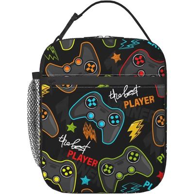 Bolsa Térmica para Almoço Reutilizável com Design de Controle de Videogame, Lancheira Portátil Térmica Bento Tote para Adultos Crianças Trabalho Escola Piquenique