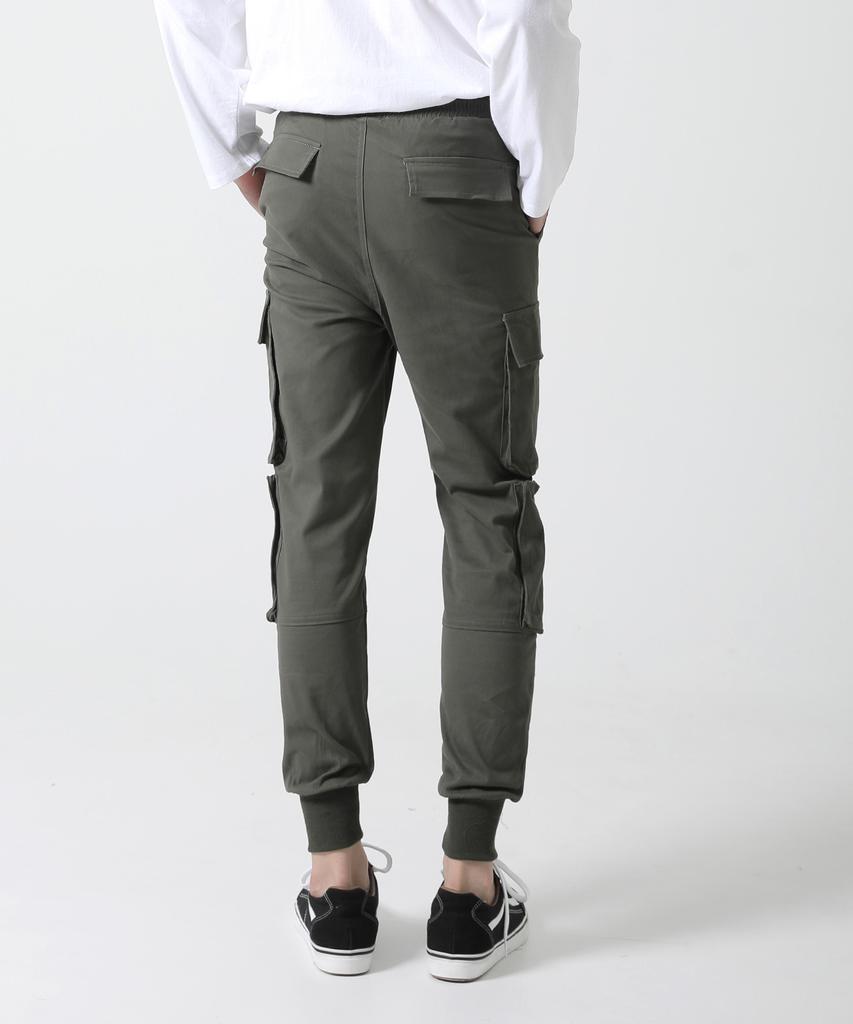 Jikeulib Elastic Waist Flap-To-Pocket Stretch Jogger Pants