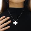 Women's Stainless Steel Cross Pendant Necklace Anime Role-Playing Jewelry Bead Chain Amulet Popular