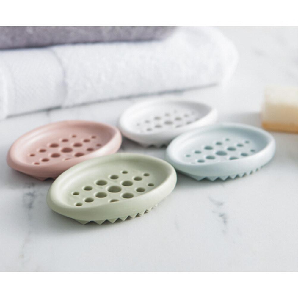 Silicone Soap Dish Box Creative Oval Shape Design Bathroom Kitchen Shower Soap Tray Holder Drainer Case