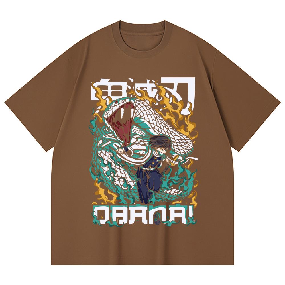 230 g/m² 100 % Baumwolle Demon Slayer V103 Obanai Druck Unisex Schweres Baumwoll-T-Shirt
