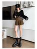 High-Waisted Corduroy Wool Pleated A-Line Skirt Pants for Women - Versatile Winter 2025 Fashion
