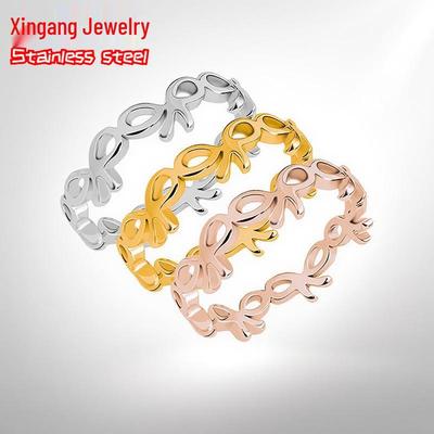 Elegant Korean-Style Bow Ring for Women - Non-Fading Titanium Steel Fashion Accessory
