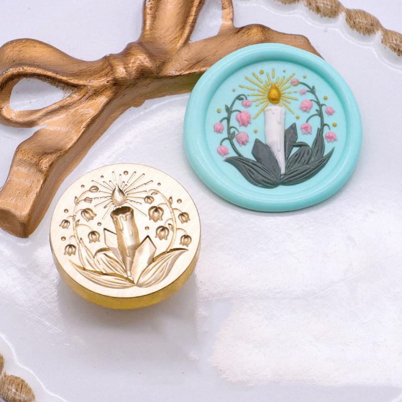 Stempellack Siegel Kupferkopf Künstlerisches Relief Rose Umschlag Tulpe Kerzenlicht Maiglöckchen Flammenfarbe Siegelkopf