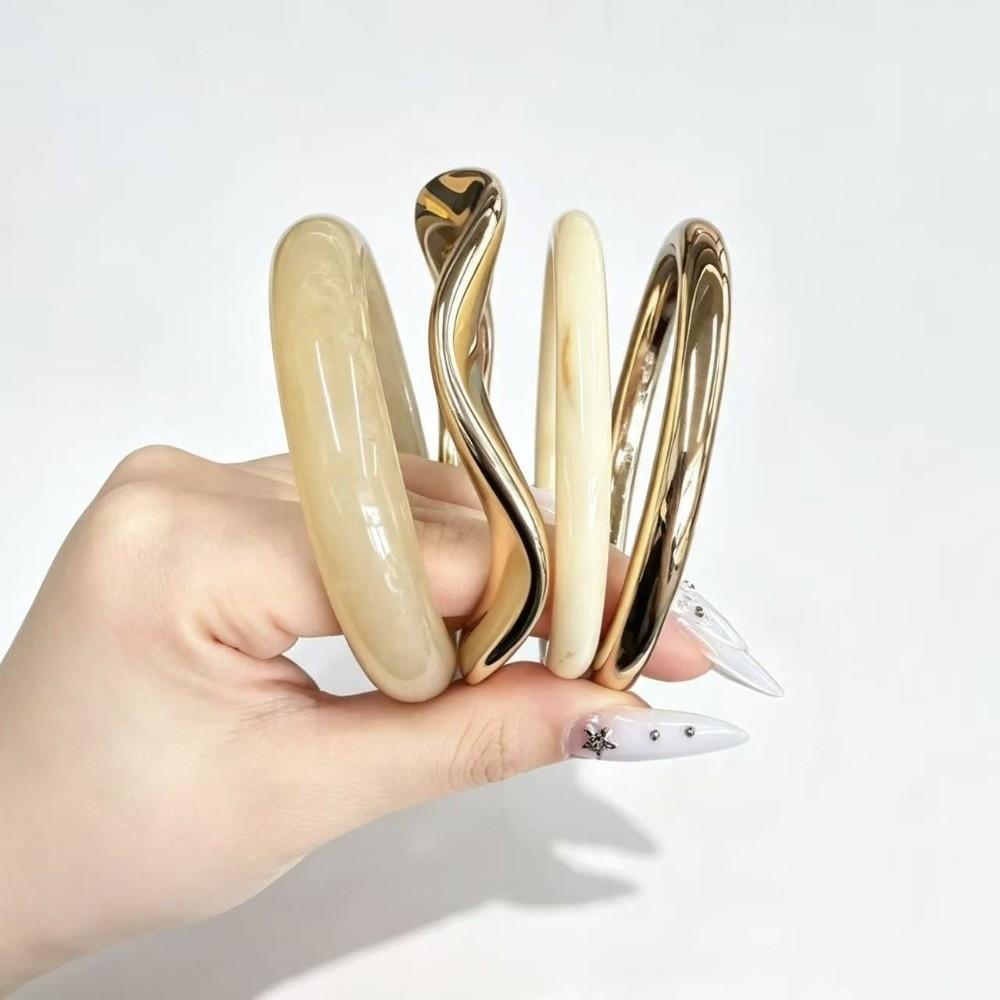 4Pcs/Set Multi-color Irregular Resin Bangles Set Wave Cuff Bracelet Set New Round Bracelets Women