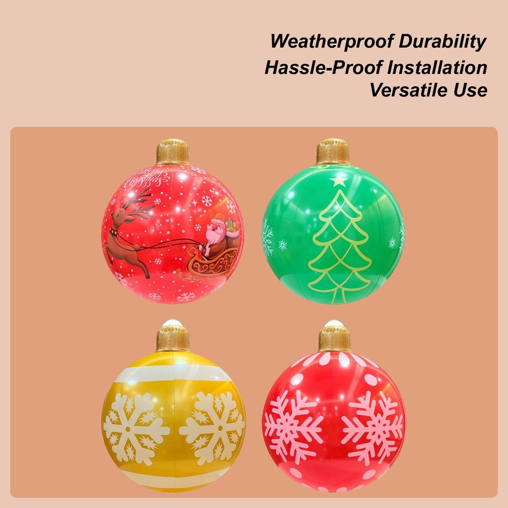 Large 24inch Inflatable Christmas Ornaments PVC Inflatable Christmas Balls Waterproof Ornament For Holiday Party Home Garden