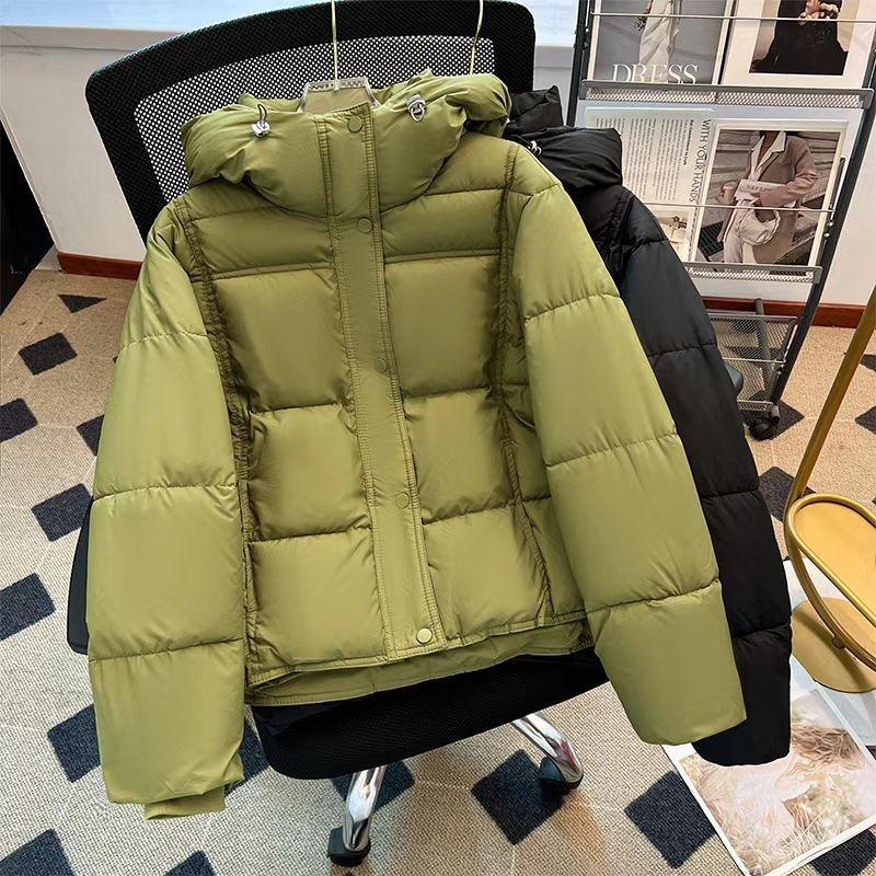 Women S Solid Puffer Hooded Short Loose Warm Cotton Coat
