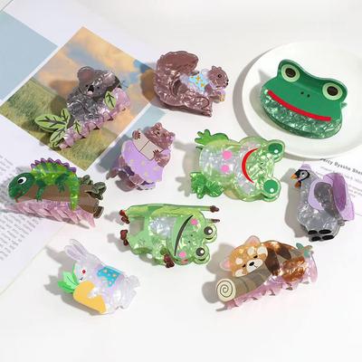 1 Stück Cartoon lustiger Frosch Greifspange kreative Tier Acetat Haarklammer Hai-Klammer wild mittel halb hochgesteckt Haarspange Haaraccessoire Klammer