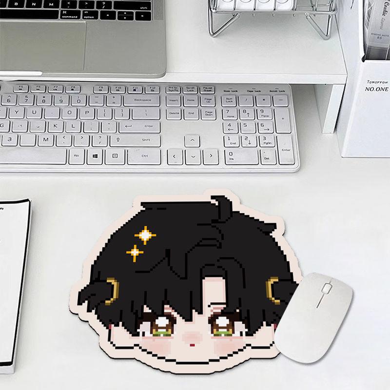 Love & Deep Space Pixel Art Mauspad - Süß, Dick, Fleckenabweisend Schreibtischunterlage für Laptop