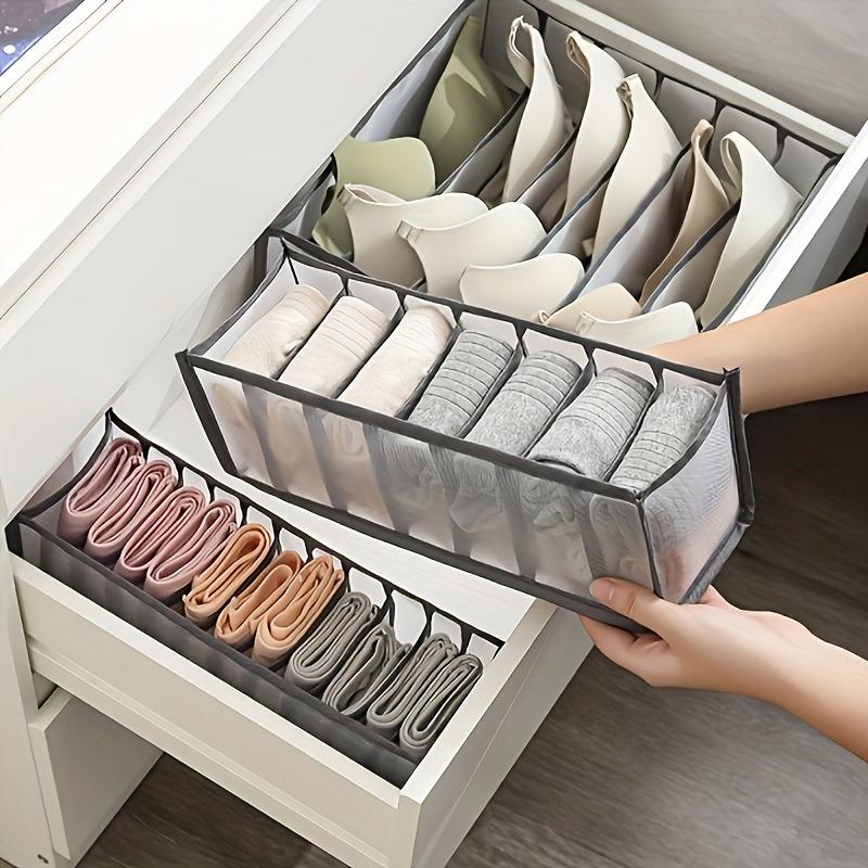 6PCS 6Pcs Multi-Grid Clear Mesh Box For Bras Panties Socks Foldable Wardrobe Organizer