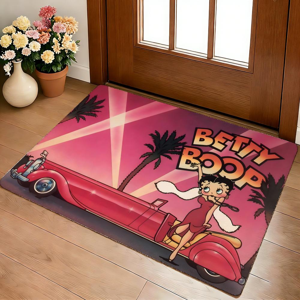 Cute B-Betty Boop Floor Mat Cozy Flannel Soft Thick Non-Slip Mat For Living Room Bedroom Kitchen Decor Rugs 40x60cm