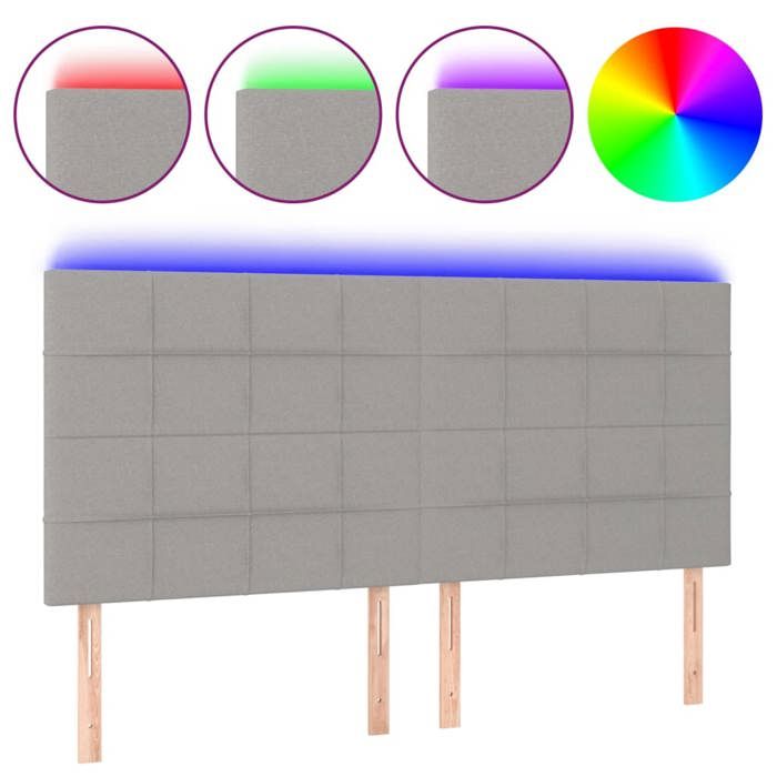 VidaXL Tête de Lit à LED Meuble de Chambre à Coucher Accessoire de Lit Double Tête de Cadre de Lit Intérieur Gris Clair 3122438