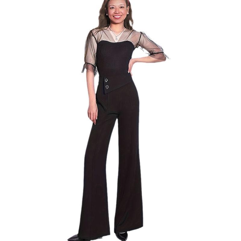 Spring and Autumn Fashion Solid Color Draped High Waist Casual Pants Women Long Pants Wide Leg Pants