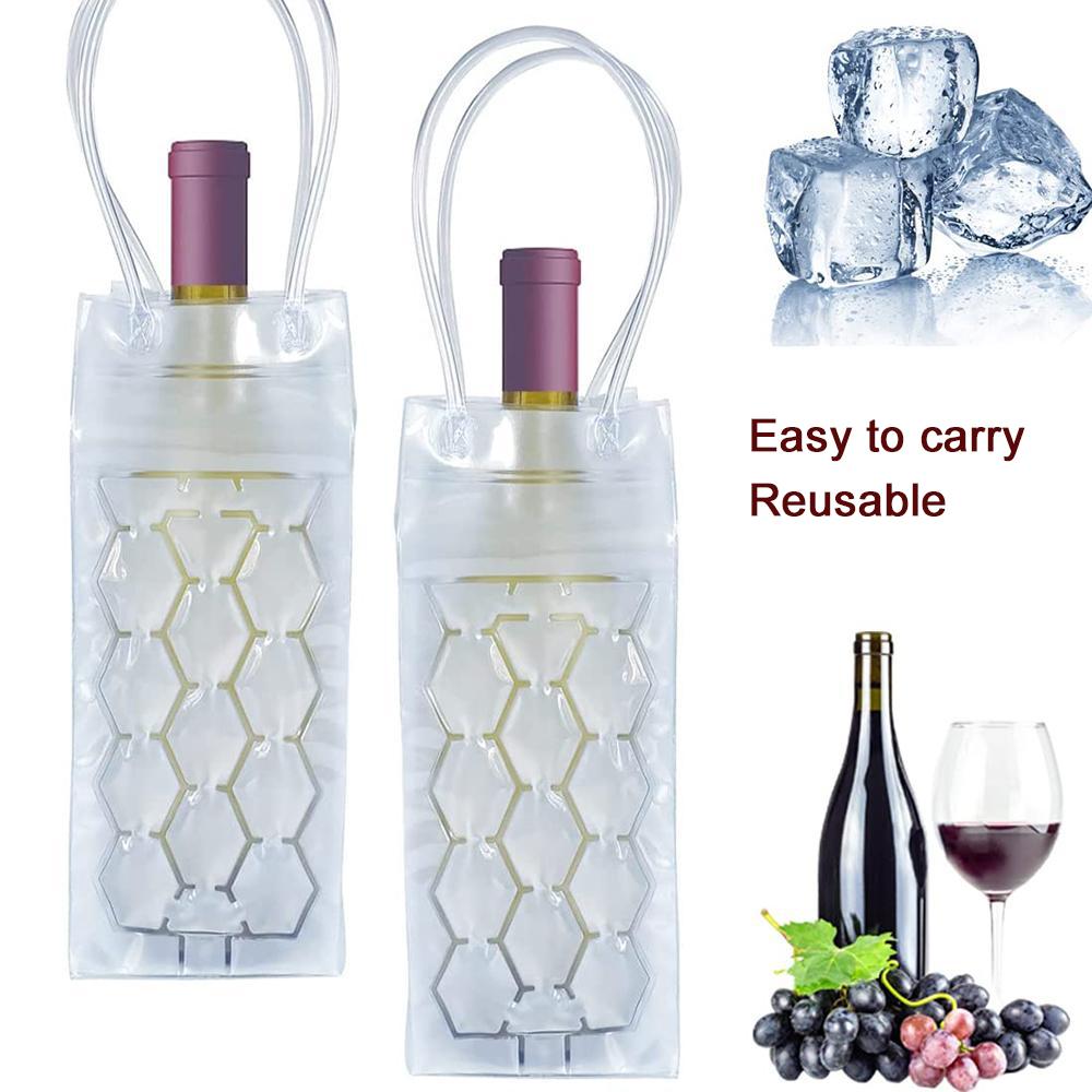 2 Pack Wine Chiller, Ice Wine Bag, Gel Wine Bottle Cooler Ice Freezer Bag, Wine Bottle Chiller Cooler, White
