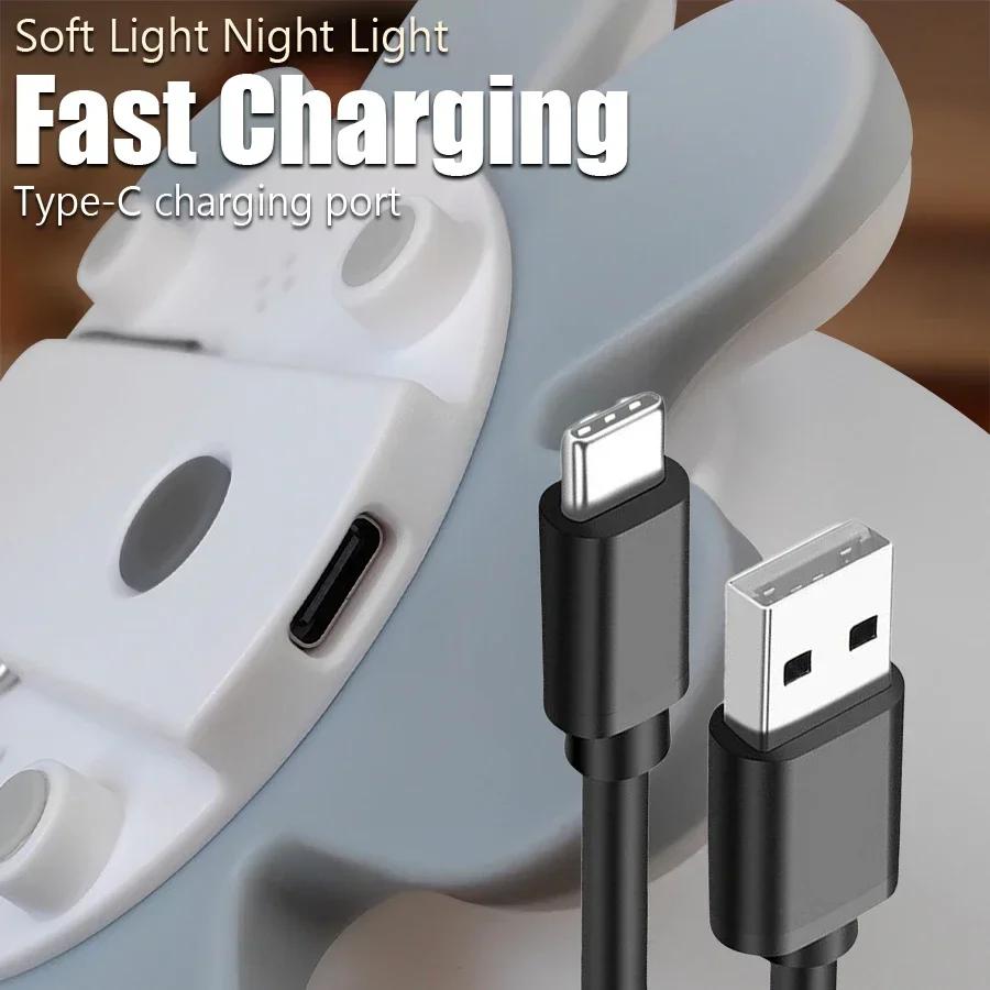 Night Light Cute Animals Panda Rabbit Whales Silicone Lamp Rechargeable Bedside Sleep Warm Soft Light For Kids Birthday Gift