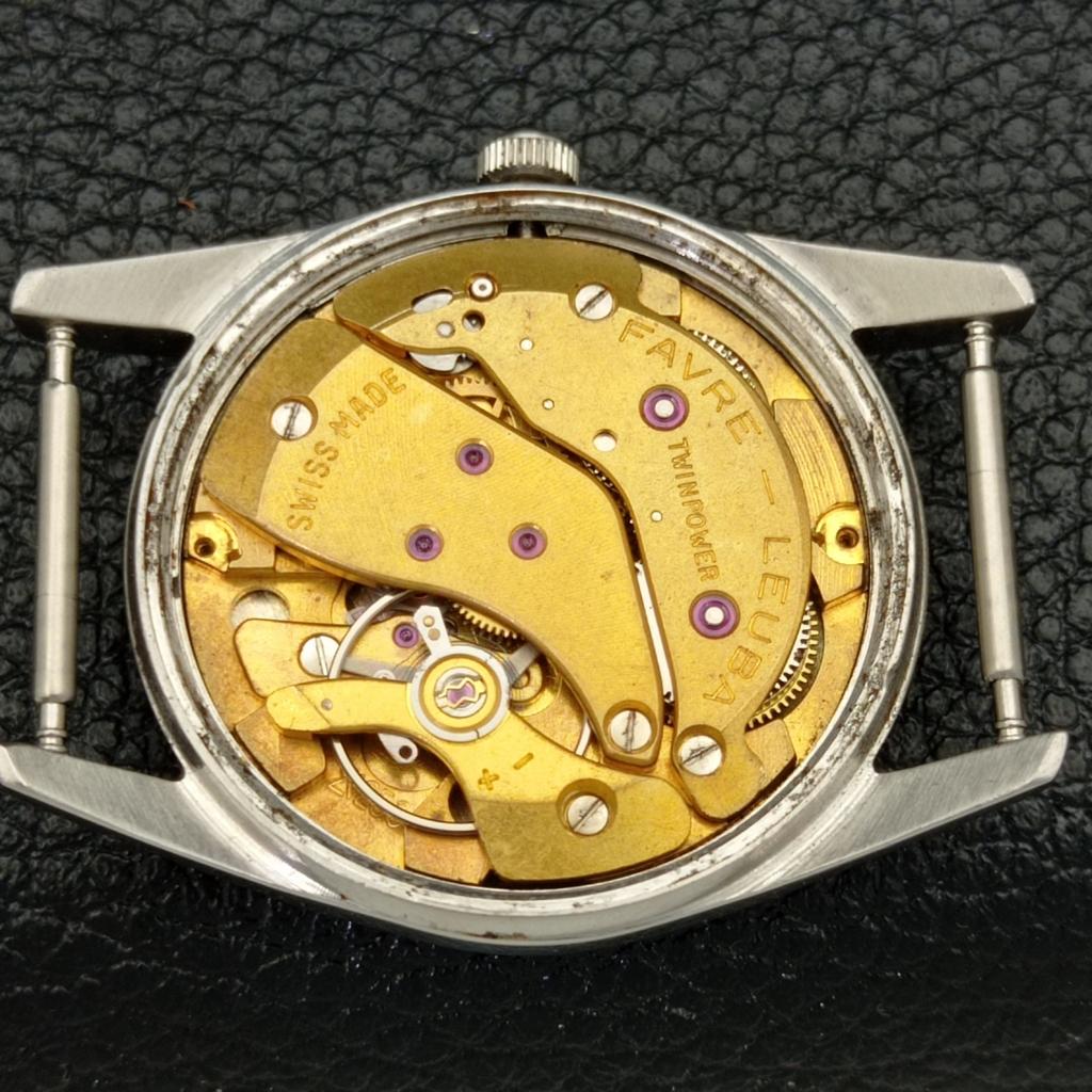 HAND-WINDING VINTAGE FAVRE LEUBA GENEVE 253 SWISS MENS PINK DIAL WATCH A436251-2 R128-a436251