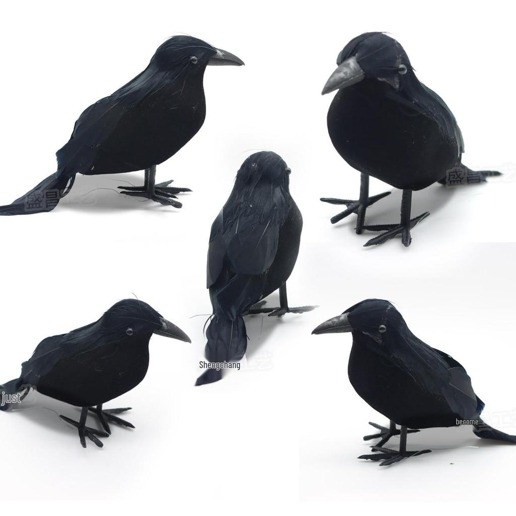 Halloween Flocked Black Crow Ornament - Party Decoration Prop Shirt