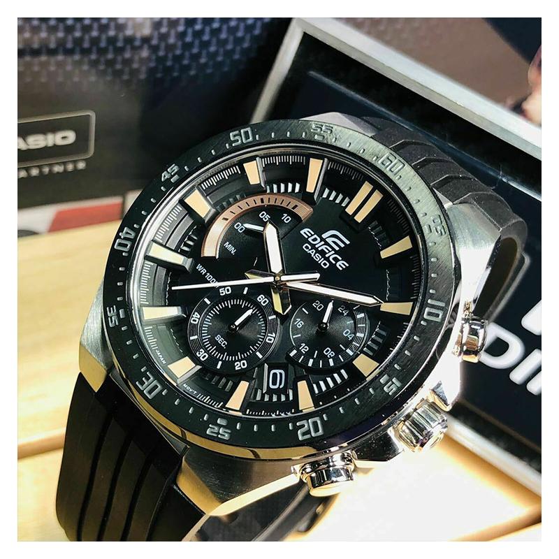 Casio CASIOEDIFICE Series Classic Simple Casual Stainless Steel Fashion Quartz Movement Resin Strap Japanese and Korean Watch Men's EFR-563PB-1AV