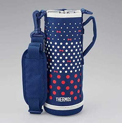 Bottiglia di ricambio per thermos con pratica custodia a pois blu navy a 2 vie FJJ-1000WF, (NVD)