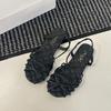 Fashion Woven Thin Strap Gold Flat Roman Sandals Women's Summer 2025 New