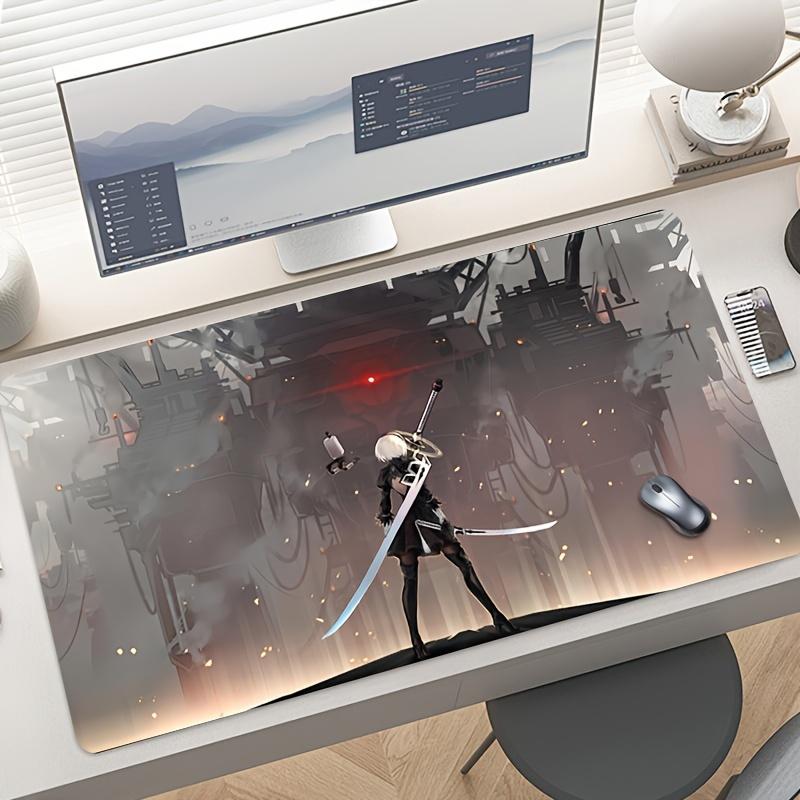 Large Anime Female Swordsman Gaming Mouse Pad NonSlip Rubber Base Extended Desk Mat for PC Laptop Keyboard