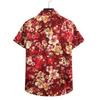 Men's Cardigan Short Sleeve Hawaiian Beach Flower Shirt Men's Turtleneck Shirt