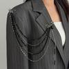 Water Droplet Fringe Tassel Chain Brooch Exaggerated Bead Fixed Ornament  Women Girls