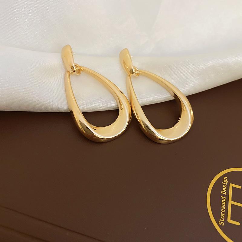 Tropfenöl Ovale Geometrische Ohrringe für Damen Französisch Retro Leichter Luxus Hängeohrringe Mode Hoher Sinn Antik Zirkon Geschenk