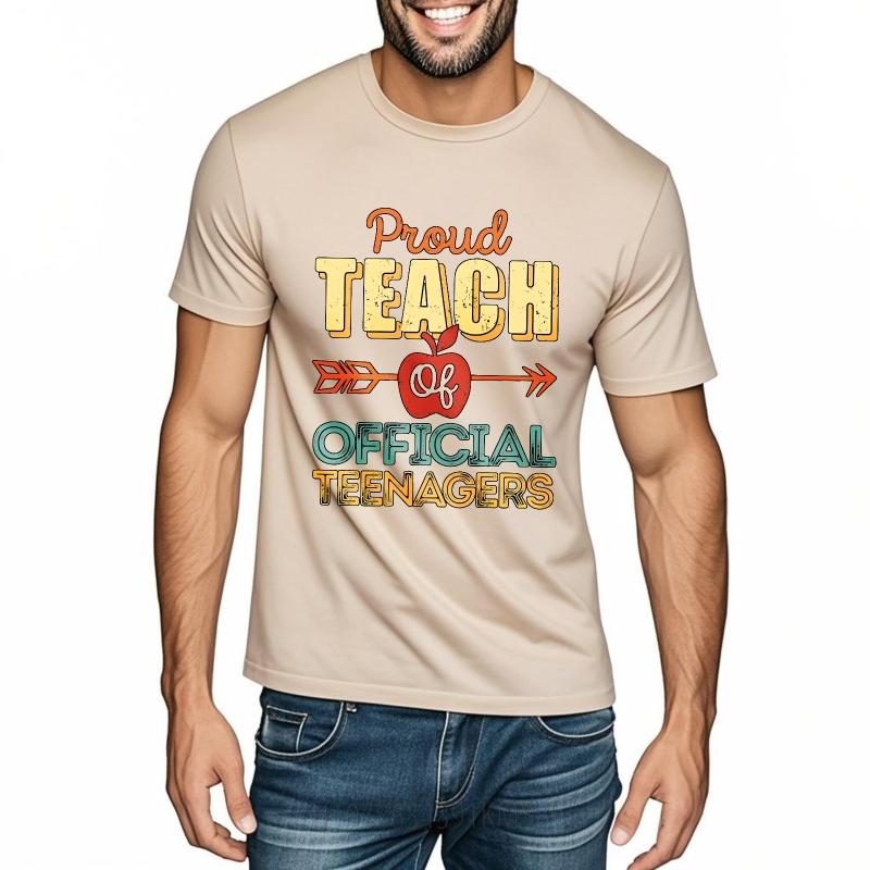 Casual Tshirt Solid Color For Unisex Oneck Tshirt Brand Proud Teach Of Official Teenagers Basic For Him Tshirt Summer Unisex Tees
