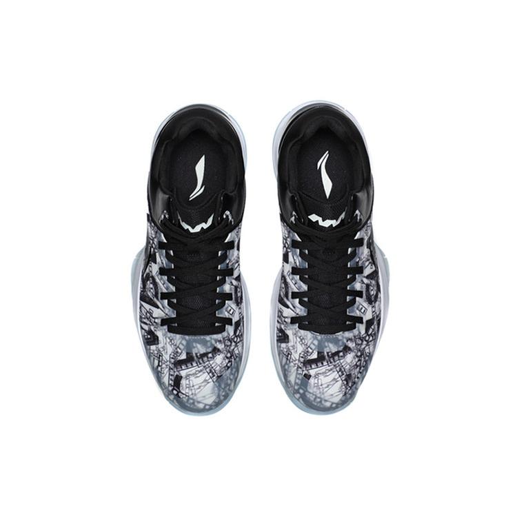 Li Ning Night Stalker Cushioning Balance Low top Basketball Shoes Men's Black White Graffiti ABAN071-1