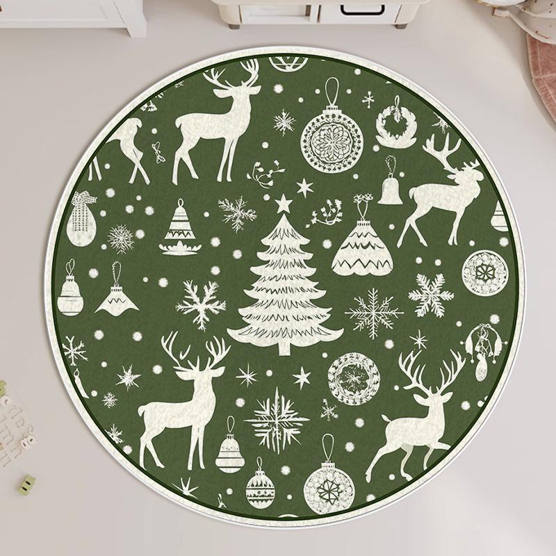 Christmas Round Carpet Atmosphere Washable Dirt Resistant Full Spread Sofa Coffee Table Blanket Christmas Tree Festive Decoration Mat