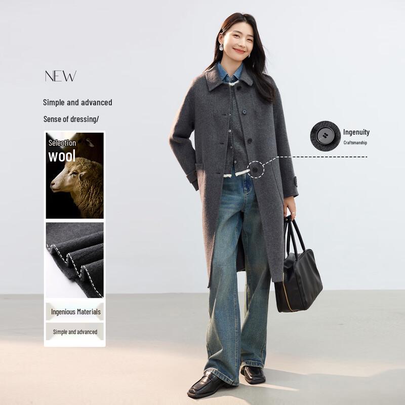 

Women s Double-Sided Wool Long Coat L