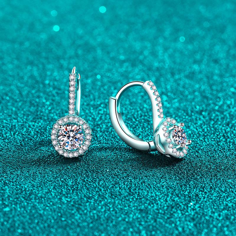 Xin De Yi S925 Sterling Silver Moissanite Stud Earrings: Elegant Round Jewelry for Women, Perfect Wedding Gift